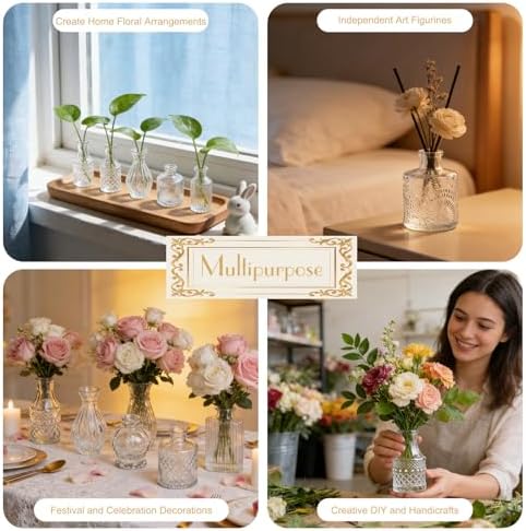 Petal Petite Small Clear Glass Bud Vase Set of 24 for Wedding Centerpieces