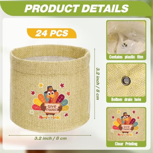 SATINIOR 24 Pack Succulents Favors Burlap Bags, Turkey, Linen