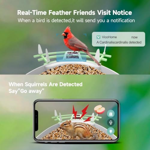 Bird Feeder with Camera Solar,2K HD Live Video Outdoors,Smart AI Identify