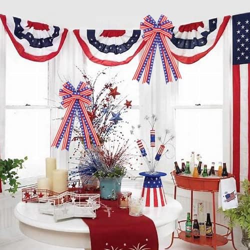 2PCS Large 4th of July Wreath Bows for Independence Day Front Door Decor