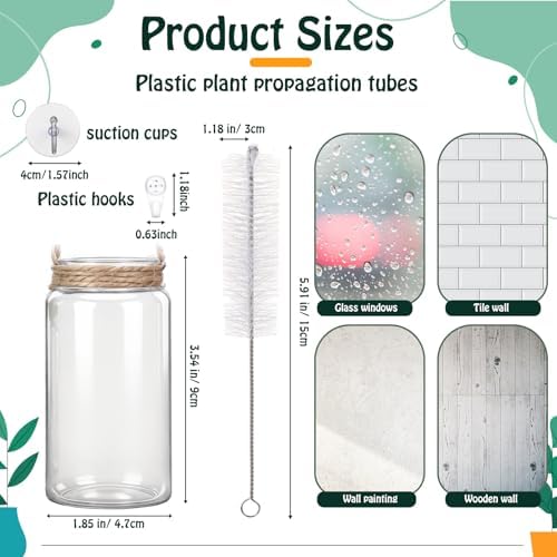 Baderke 9 Set Window Hanging Propagation Stations 3.54'' Plastic Vases