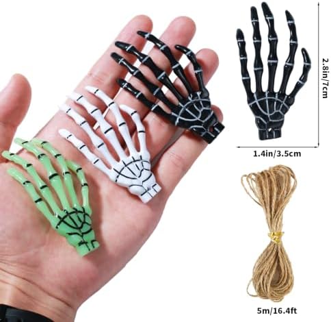 24 Pcs 2.8 Inch Small Skeleton Hand Bone Halloween, Human Skull Hand Bulk for Craft Hanging Ornaments Haunted House Accessories