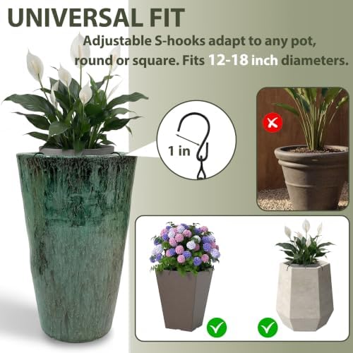 Adjustable Planter Inserts with Chains and S Hooks for 12-18" Pots.