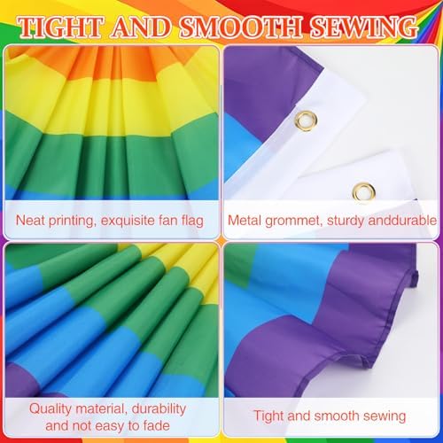 Augshy 4Pcs Rainbow Bunting Fan Flags, Pride Day Pleated Half Banner
