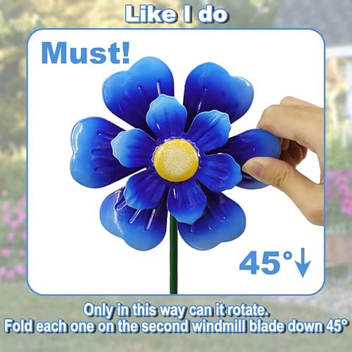 Metal Flower Wind Spinner Lawn Stakes Yard Art, Garden Iron Handicrafts