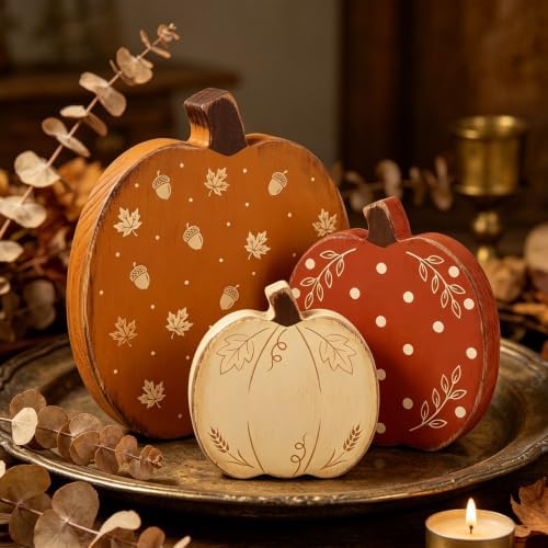 Wooden Pumpkin Fall Decor, Fall Decorations for Home