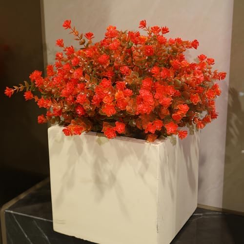 alyptus Artificial Flowers – 12 Bundles Fake Outdoor Fall Flowers UV Resistant No-Fade Faux Plants for Porch, Patio, Garden, Office & Fall Decor