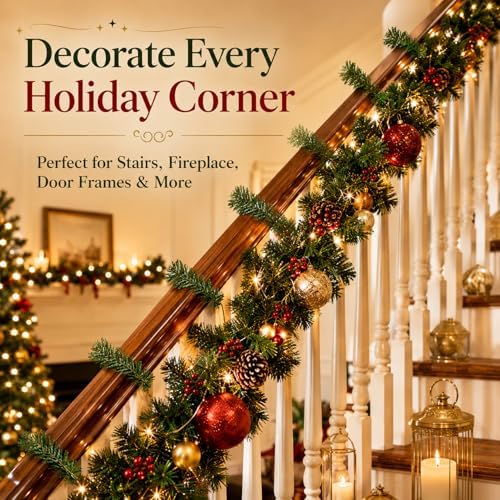 RAINFLOW Christmas Garland Ties - 24 Garland Straps for Christmas Decor