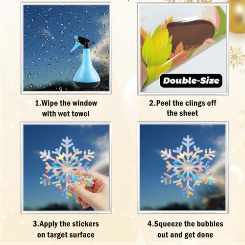 89Pcs Christmas Decorations Snowflakes Window Clings Double Sided for Home