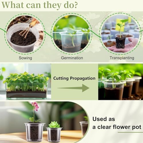 SupKing 4 Inch Clear Plant Nursery Pots 20 Packs Small Plastic Seed Starters Orchid Flower Pot with Drainage Holes for Transplanting Succulents Cuttings Seedlings Bonus 15 Plant Labels
