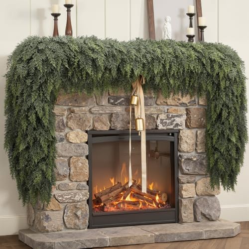 2PCS 6FT Christmas Cedar Garland, Real Touch Soft Greenery Mantel Decor