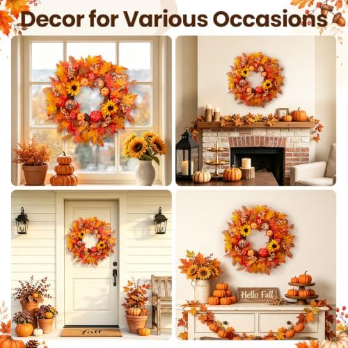 Fall Decorations for Home, Fall Autumn Thanksgiving Wreaths for Front Door
