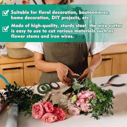 Green Floral Tape Wire Flower Arranging Tools Kit for Bouquets