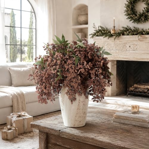 6 Pcs 43'' Artificial Nandina Berry Stems Brown Faux Branches Home Decor