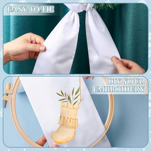 VitalCozy 28 Pcs White Wreath Sash Cotton Blank Ribbon