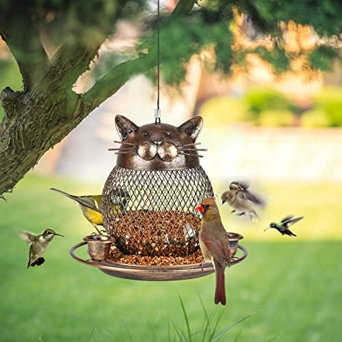 Bird Feeders for Outdoors Hanging, Heavy Duty Cute Cat Bird Feeder