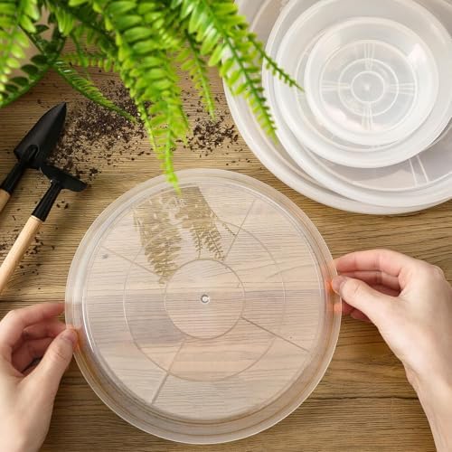 Augshy 18Pcs Plant Saucer, Transparent Drip Tray for Potted Plants, 2 Sizes