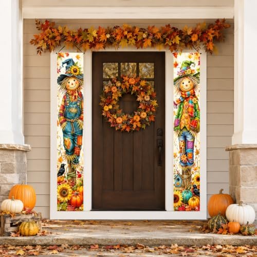 2 Piece Scarecrow Porch Banners 71 x 12 Inch Thanksgiving Door Decorations