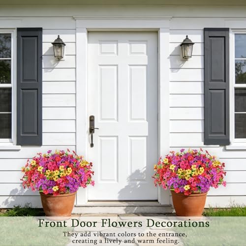 16PCS UV Resistant Artificial Flowers for Outdoors, Mix 4 Colors