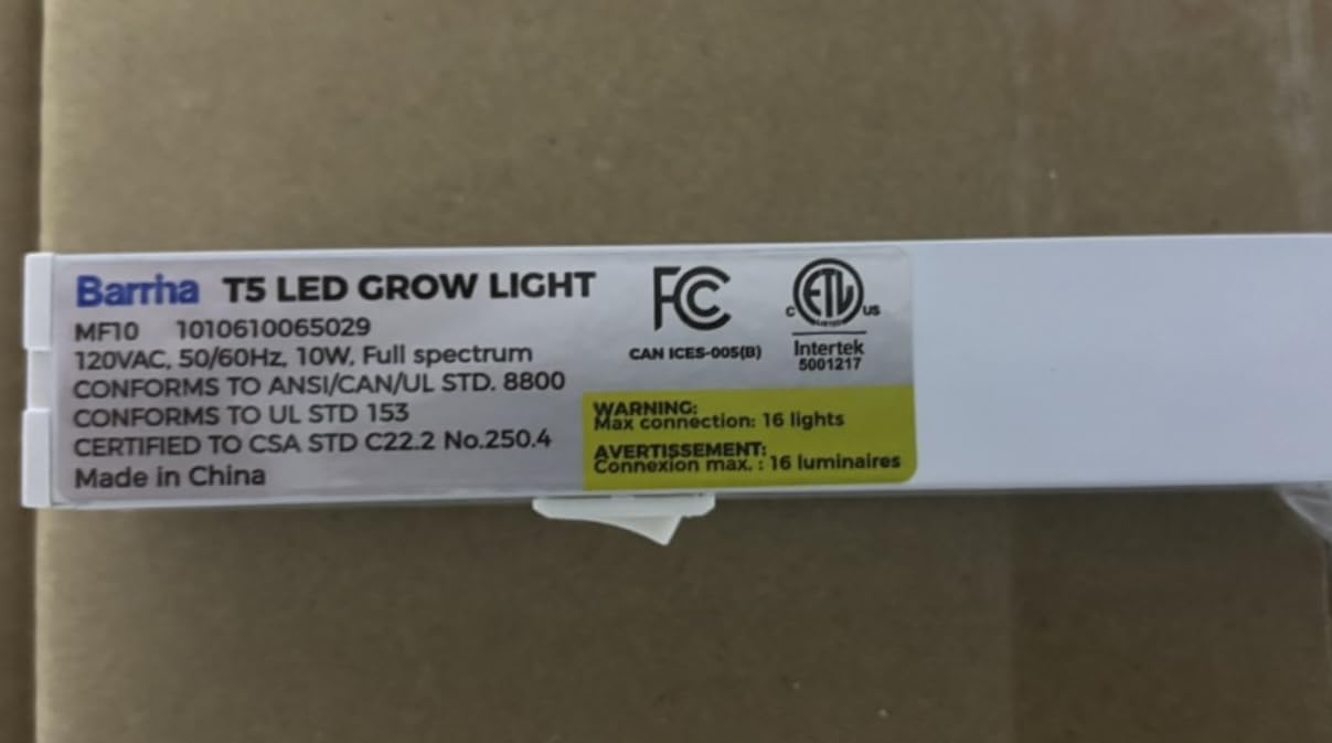 Barrina T5 Grow Lights for Indoor Plants, 2FT 5000K 40W (4 X 10W), 4 Packs | LED Grow Light with Separate Switch