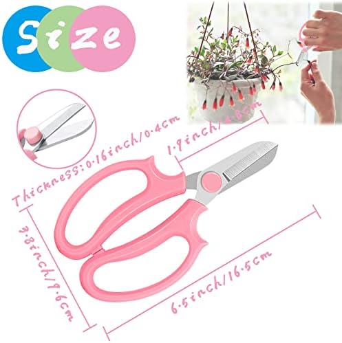 3 Pcs Garden Scissors Floral Shears,Professional Floral Scissors with Comfortable Grip Handle,Premium Garden Pruning Shears for Plants Trimming and Fruit Picking Trimming,Pink