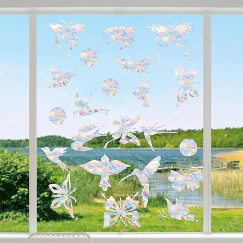 63 PCS Bird Window Strike Prevention Decals, Anti-Collision Window Stickers, Window Clings for Birds, Bird Decals to Prevent Birds from Hitting Windows, Glass Door Bird Safety Stickers