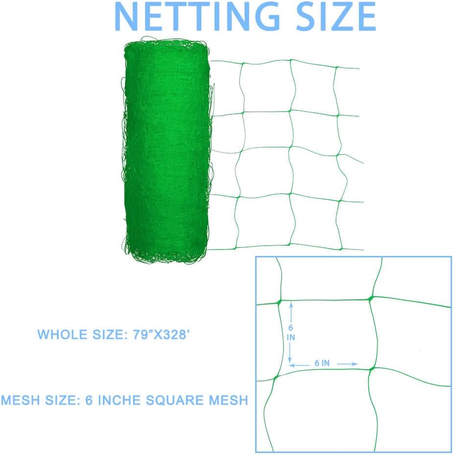 Heavy Duty Green Trellis Netting Roll - 79''x328' Plastic Plant Green Trellis Net for Climbing Plants