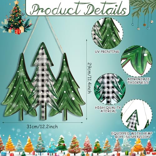 Boao Christmas Tree Door Decor Christmas Wooden Sign Door Hanger