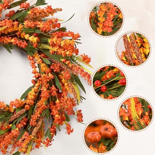 Waipfaru 24 Inch Fall Wreaths for Front Door Outside
