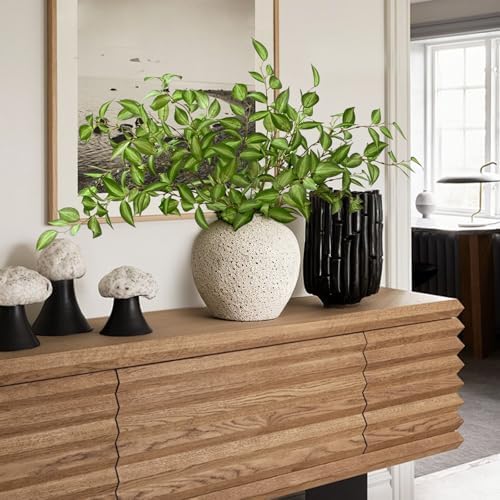Waipfaru 5PCS Greenery Stems for Vases, 32.7 inch Artificial Eucalyptus Green Fake Leaves Branches, Faux Olive Silk Plants for Centerpieces Vase Filler Home Kitchen Decor