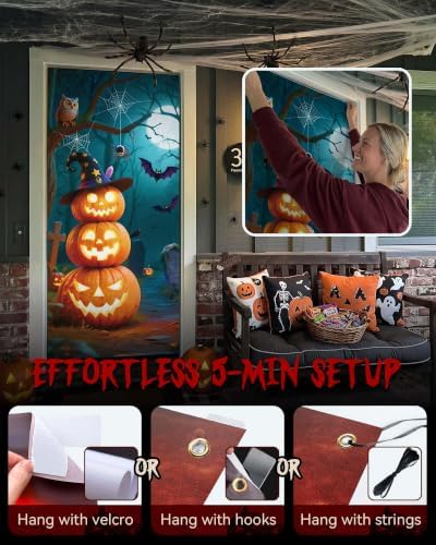 Halloween Door Cover Decor, Outdoor Party Wall Backdrop Sign