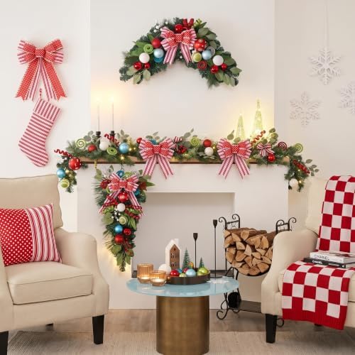 Valery Madelyn Pre-Lit Christmas Swag Decoration 24 Inch Elf Red Green