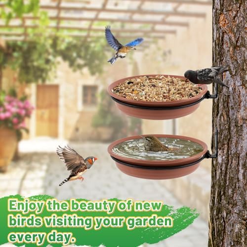 Alphatool Fence Bird Feeders Tray, 8.3'' Dia., Brown, 2 Pcs