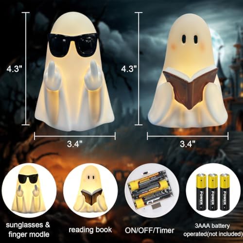 Halloween Ghost Middle Finger Flameless Candles with 6 Hour Timer