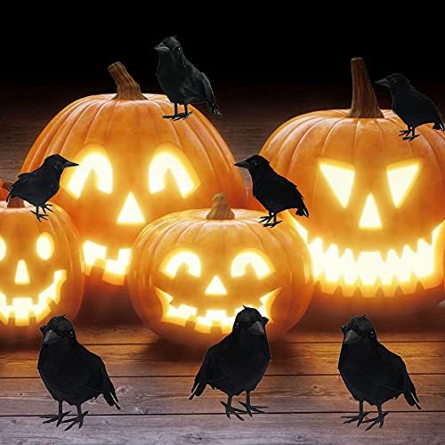 Dazzle Bright Halloween Black Feathered Crows Decor, Holiday Decoration for Indoor Outdoor Home Yard Garden Party Carnival Supplie (12 Pack)