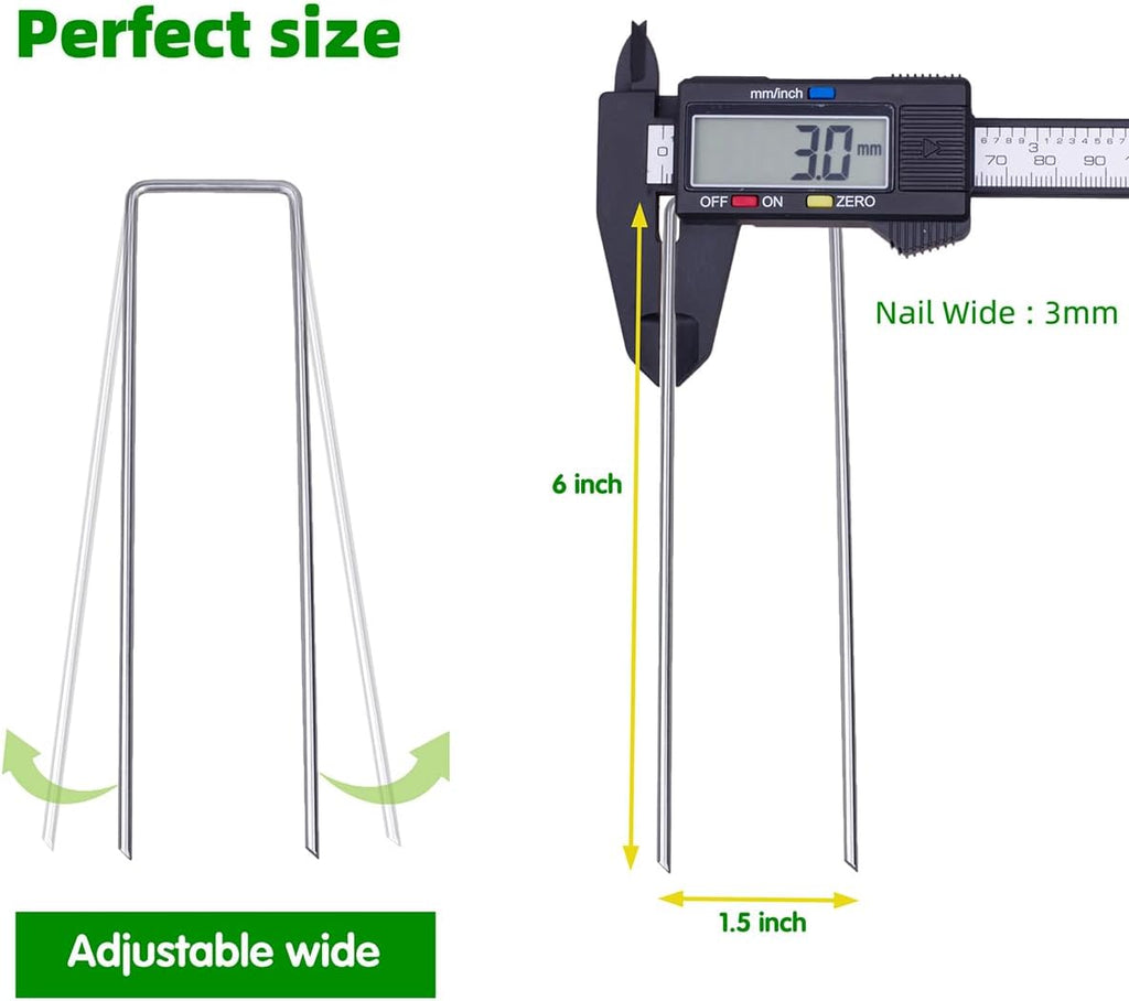 6 Inch 150 Pcs Hot-dip Galvanized U-Shaped Garden Stakes, Landscape Staples, Ground Stakes, for Decoration Weed Barrier
