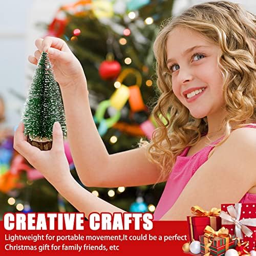 6pcs Mini Christmas Trees Decor, Artificial Bottle Brush Tabletop Trees, 4 Size Holiday Decoration for Xmas (Green)