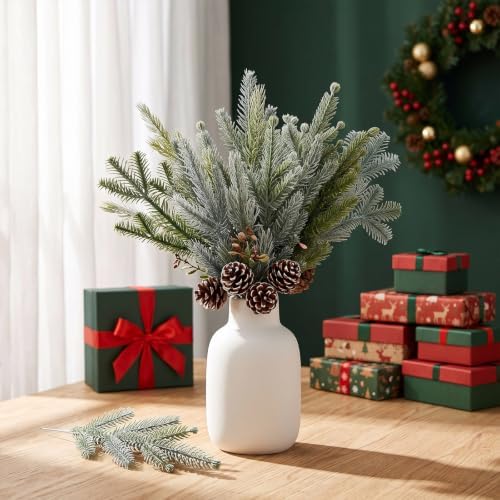Yunlly 40 Pcs Christmas Artificial Pine Needle Branches, Simple