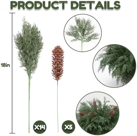 CYSKXYI Cedar Stems Artificial Norfolk Pine Branches for Christmas Decor