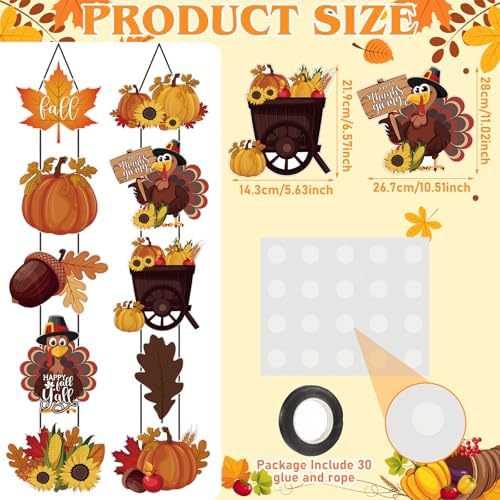 CroBlissful 2 Sets Thanksgiving Porch Banner Fall Welcome Door Sign Decor