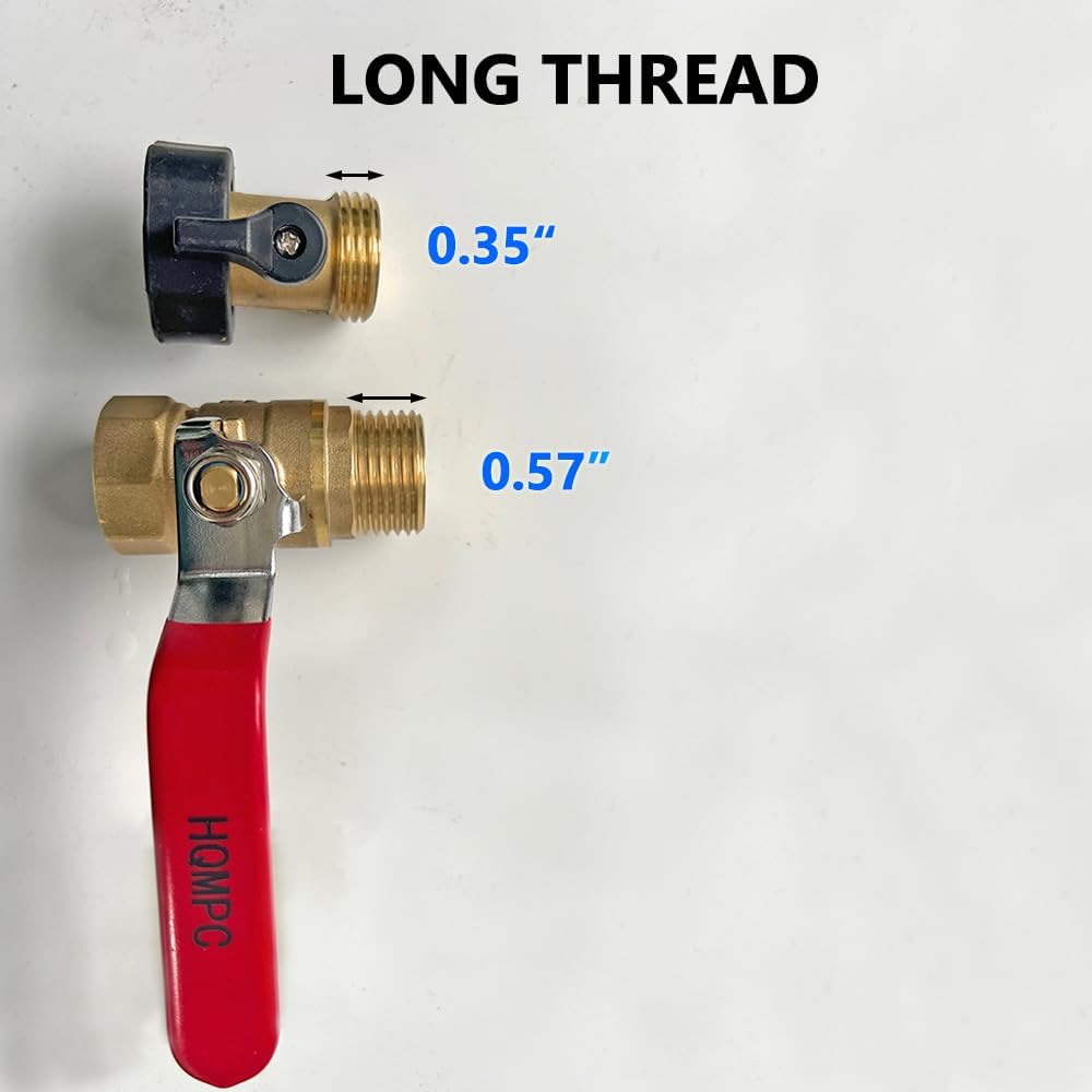 Garden Brass Shut Off Valve Ball Valves 3/4" GHT Hose Shut Off valve Hose Valves Big Fllow 2Pcs Long Handle