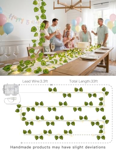 suddus 33FT Watermelon Vines with Lights Battery&USB Powered Copper Wire