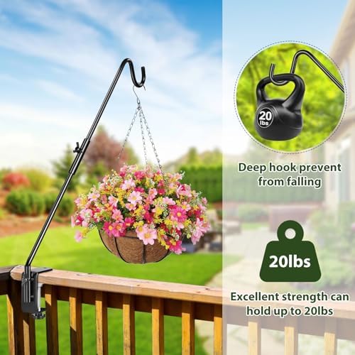 BOLITE Deck Hook, 20 Inch Bird Feeder Hanger for Hummingbird Feeders, Black