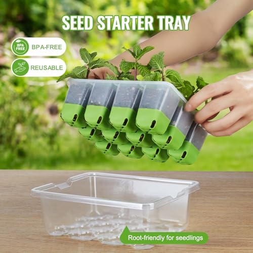 Backyard Expressions 5-Pack Silicone Seed Starter Kit – Reusable 60-Cell Planting Trays with Easy Push-Out Design for Indoor Garden Seedlings