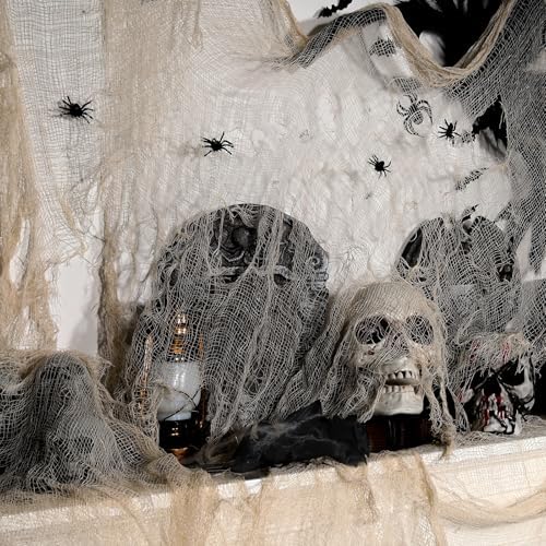 320 x 80 in Halloween Creepy Cloth for Yard and Outdoor Decorations,Beige