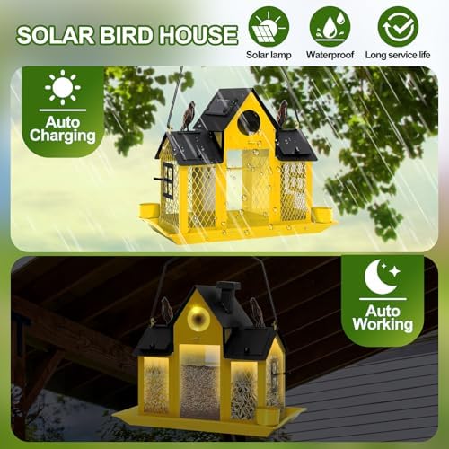 Solar Bird Feeders for Outdoors Hanging, Bird Houses for Outside