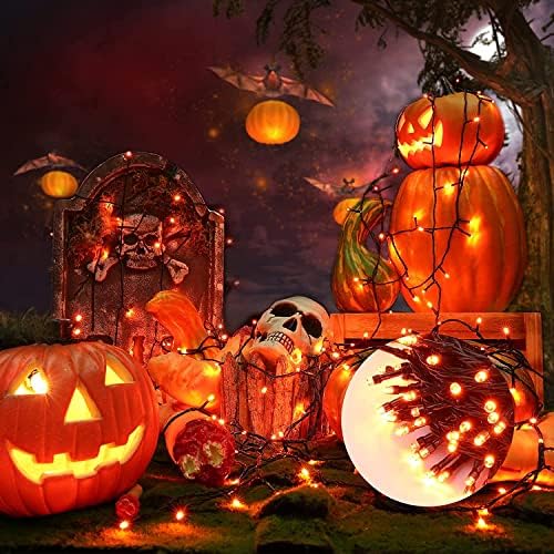 Orange Halloween Lights, 114ft 300 LED Halloween String Lights with 8 Modes