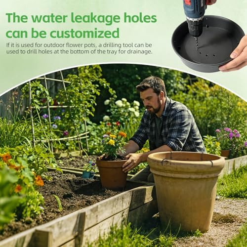 Adjustable Planter Inserts for Large Pots, Made of Thickened PP Material. They Can Be Used as a Substitute for Plant Risers for Inside Pots. Used to Reduce Soil Filling(1, large size for 14"-20")