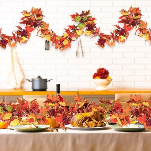 4Pack 23.6FT Artificial Fall Leaves Garland for Thanksgiving Wedding Decor