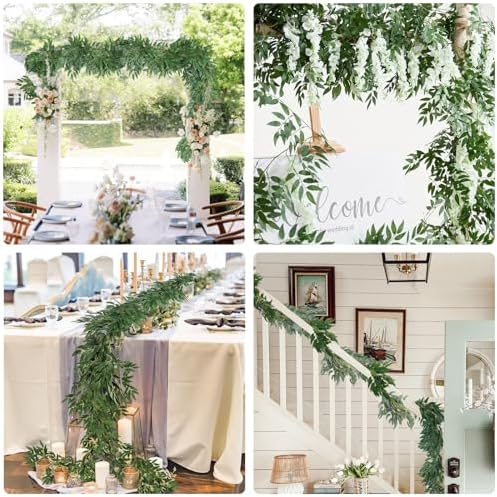 RECUTMS 2P Artificial Willow Leaves Vine Twig 6.2Ft Thick Silk Leaf Garland